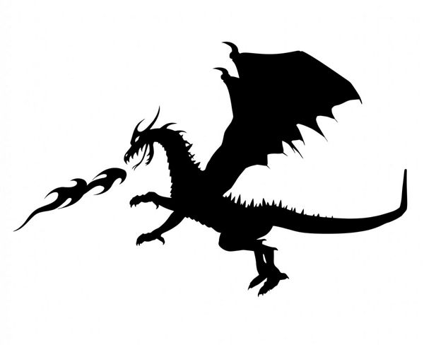 Dessin noir et blanc d'un dragon